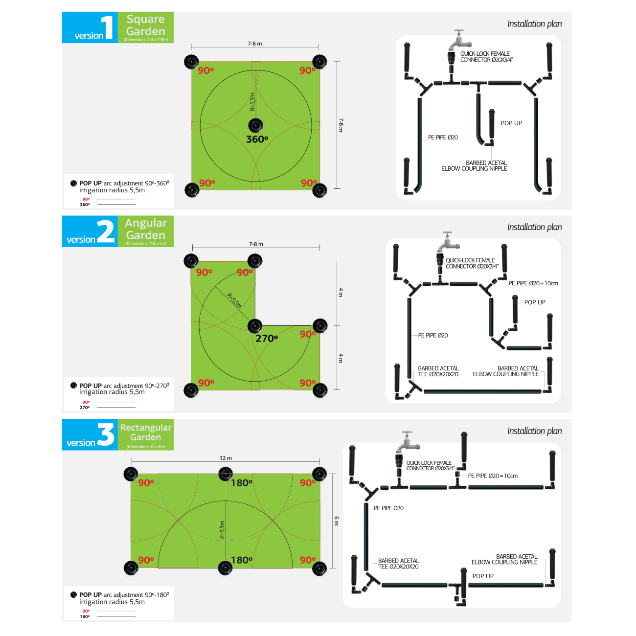 BluNature - Pop-Up Garden Sprinklers - Beregening voor gazon tot 70m2